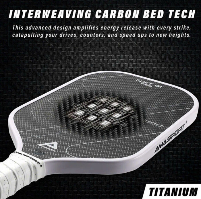 Vợt Pickleball AMA SPORT NXT 01 Pro Titanium 16mm Màu Xám Trắng - Ảnh 3